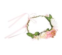 Veemoon Coiffe de guirlande hawaïenne décor rose Mariage couronnes de fleurs pour femmes ornement de couronne décoration couronne de fête petite couronne Plastique