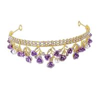 Veemoon Coiffe de Mariée en Cristal Couronne Rose Violet Accessoire Délicat et Réutilisable pour Décoration de Cheveux Bandeau Élégant pour Mariage Cosplay et Fête