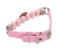 Veemoon Collier Ajustable pour Chien et Chiot avec Perles Roses en Cuir PU, Facile à Nettoyer, Élégant et Adorable pour Mariage et Usage Quotidien