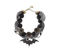 Veemoon Collier Cou Halloween Pour Femme Collier Dentelle Chaîne Avec Pendentif Chauve-souris