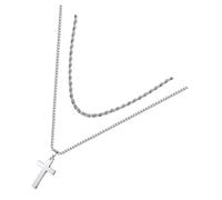 Veemoon Collier Croix Collier Pour Hommes Collier Bijoux Collier Chaîne De Clavicule Croisée Collier De Style Cool Accessoire De Cou Collier Femme Acier Au Titane Silver