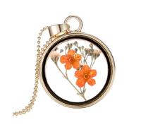 Veemoon Collier De Fleurs Séchées Collier Bijoux Collier Femme Collier Créatif Femme Chaîne De Clavicule Collier Fleur Femme Orange