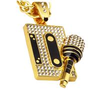 Veemoon Collier Hip-Hop En Chaîne Pour Hommes - Bijoux De Rappeur Avec Pendentif Microphone En Collier Classique Pour Musicien Style Urbain Et