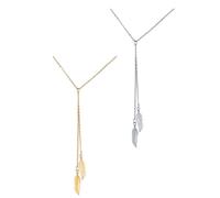 Veemoon Collier Pendentif Feuille Délicat Lot de 2, Collier Clavicule Chic en Métal Or et Argenté, Bijou Polyvalent pour Femme, Accessoire Présent Femme