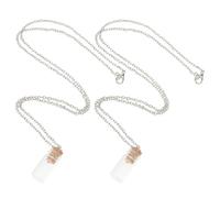 Veemoon Collier Pendentif Médaillon en Verre Graines de Moutarde, Bijou Religieux Miniature Unisexe, 2 Pièces, Présent Chrétien pour Femme et Homme, Inspiration Foi et Prière Quotidienne