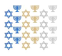 Veemoon Confettis Pailletés pour Hanoukka 100 Pièces 50 Étoiles à Six Branches Dorées 50 Supports Bougeoirs Décorations de Table Festives pour Fête et Célébration