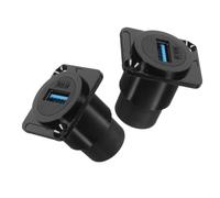 Veemoon Connecteur USB Femelle 3.0 à Montage sur Panneau Double Tête, Adaptateur Traversée Multifonction, Transfert Données Rapide, Usage Informatique, Noir, 2 Pièces