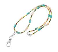 Veemoon Cordon Perlé Multicolore pour Suspendre Téléphone Portable et Badge Chaîne Légère en Perles de Riz Cordon Pratique pour Clés et Étui Usage Quotidien et Présent Bleu Clair