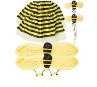 Veemoon Costume D'abeille Garçon et Filles 8 Pièces 2 Ensembles Jupe Ailes Bandeau Baguette Magique Accessoires Cosplay Fête Halloween Anniversaire