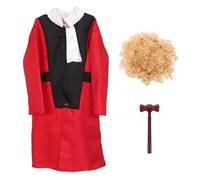 Veemoon Costume de Juge Garçon et Filles M avec Manteau Réaliste et Postiche Incluse, Tenue de Jeu de Rôle Métier Judiciaire pour Fêtes, Cosplay et Spectacles Scolaires, Accessoire