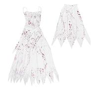 Veemoon Costume De Mariée Zombie Halloween - Robe En Mélange De Coton - Déguisement Épouvantable Pour Fête Et Soirée Thématique