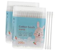 Veemoon Cotons-tiges pour Bébé Tête Ronde en Spirale Blanc Lot de 400 en Coton et Papier Nettoyage Doux des Oreilles Nez, 2 Boîtes Multipurpose