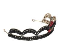 Veemoon Couronne Baroque Vintage en Métal Doré N°5 Bijoux de Cheveux en Strass Rouges Tiare de Reine Élégante pour Mariage Fête et Costume Accessoire Coiffure Chic et Cérémonie