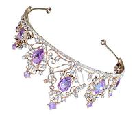 Veemoon Couronne De Cristal Violet Pour Mariage - Diadème Élégant Avec Strass - Accessoire De Coiffure Féminin Pour Mariée Et Fête Bijoux De Cheveux Chic Pour Filles