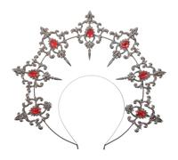 Veemoon Couronne de Déesse Baroque Rouge Strass Serrage-Tête Métal Léger pour Cosplay et Fête Bandeau Halo Décoratif Style Lolita Dark Accessoire Cheveux pour Mariage et Anniversaire