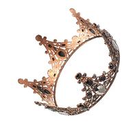 Veemoon Couronne De Mariage Rétro Strass Pour Femmes Et Filles Accessoire Élégant De Coiffure Diadème Baroque Cuivre Rouge Vintage Pour Fête Et Cosplay