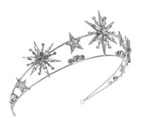 Veemoon Couronne de Mariée Étoile Argentée Strass Accessoire Coiffure Mariage Tiare Brillante pour Robe de Mariée et Demoiselle d'Honneur Légère et Confortable pour Occasions Spéciales