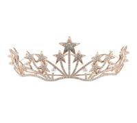 Veemoon Couronne De Mariée Ornée De Cristaux Et Perles Étoiles Diadème Délicat Mariage Fiançailles Fête Accessoires Cheveux Doré Léger Prince Héritier