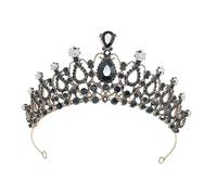 Veemoon Couronne de Mariée Rétro Noire Accessoire de Tête Baroque pour Mariage Fête et Anniversaire Diadème Scintillant
