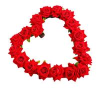 Veemoon Couronne de Porte de Cœur Roses Rouges Artificielles Guirlande de Fleurs pour Décoration de Saint-Valentin Mariage et Fête Résistante aux Intempéries Décor Romantique