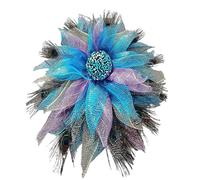 Veemoon Couronne Décorative en Tissu Bleu Imitation Plumage de Paon, Délicate et Lumineuse, pour Décoration de Maison ou Magasin en Ambiance Festive