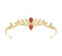 Veemoon Couronne pour Hommes en Alliage Léger Cristaux, Bandeau à Cheveux de Feuille Rouge, Coiffe Royale pour Cosplay, Mariage, Bal Masqué et Séance Photo, Accessoire de Déguisement