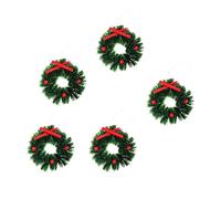 Veemoon Couronnes de Noël Miniatures Artisanales, 5 Pièces, Mini Guirlandes Décoratives en Plastique Vert avec Nœud Et Baies, Décoration de Noël à Faire Soi-même, pour Les Fêtes, 3,8 Cm