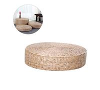 Veemoon Coussin de Sol Tatami Rond 40 Cm Diamètre Épaisseur 6 Cm en Paille Naturelle Tissé Main Soutien Ergonomique pour Yoga Contemplation Prière Intérieur Extérieur