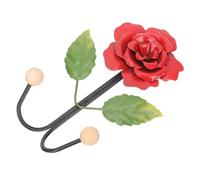 Veemoon Crochets Muraux en Fer Rouge de Rose Double Crochet Adhésif pour Clés et Manteaux Rangement Mural Compact pour Maison Bureau Cuisine