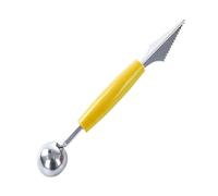 Veemoon Cuillère à Fruits Double Tête en Acier Inoxydable Jaune pour Sculpture Précise et Création de Boules Uniformes, Outil de Sculpture de Fruits Cuisine