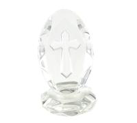 Veemoon Décoration de Table en Cristal Taillé Diamant Figurine Croix Ovale Transparente Accessoire Photo Noël Objet de Collection Église Décoration Bureau Raffinée Présent Mariage