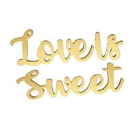 Veemoon Décoration de Table Mariage en Lettres en Bois Doré « Love is Sweet » - Centre de Table pour Réception, Décoration Mariage Rustique et Fête D’Anniversaire, Ensemble de Lettres