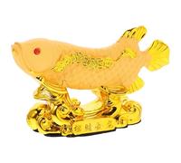 Veemoon Décoration Intérieure Voiture Poisson Résine Feng Shui Statuette Dorée Compacte Ornement Bureau Maison Sculpture Artisanale sans Odeur Accessoire Déco Élégant