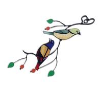 Veemoon Décoration Murale Extérieure en Vitrail Rouge Oiseau à Suspendre, Pendentif Oiseau en Verre Coloré Motifs Ajourés, Ornement Artistique pour Jardin et Fenêtre, Décor Suspendu