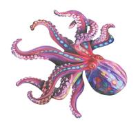 Veemoon Décoration Murale Pieuvre en Fer Coloré Violet à Suspendre Décorative Jardin Ornement Mural Petite Pieuvre en Métal Unique Accessoire Décoration Extérieure