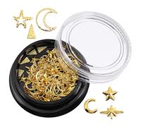 Veemoon Décoration Ongles Métal Nail Art Diy Paillettes Dorées Motifs Étoiles Et Lune Bijoux Pour Ongles Autocollants Décoration
