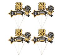 Veemoon Décorations Fête de Remise des Diplômes 2026 - Lot de 4 Sets X 5 Bâtonnets Dorés pour Centres de Table - Accessoires Décoratifs pour Vase, Usage Intérieur et Extérieur,