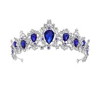 Veemoon Diadème Bleu Baroque En Cristal Pour Femmes - Couronne De Mariée Éblouissante En Strass - Accessoire De Cheveux Élégant Pour Mariages Et Occasions Spéciales