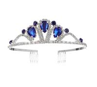 Veemoon Diadème de Mariée en Strass et Perles Bleu Profond, Couronne Coiffure Élégante pour Anniversaire et Mariage, Accessoire Cheveux Royal et Raffiné, Bandeau Serrage-tête Décoratif
