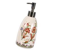 Veemoon Distributeur de Savonnette en Céramique 450 ML Motif Floral Cuisine et Salle de Bain Flacon Rechargeable pour Savonnette Liquide Gel et Liquide Vaisselle Design Américain