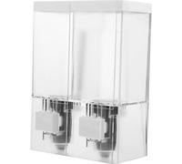 Veemoon Distributeur de Savonnette Mural sans Perçage 2 Compartiments en PP Transparent Distributeur de Shampoing et Gel Rechargeable Bouton-Poussoir Doseur pour Salle de Bain Cuisine