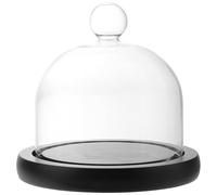 Veemoon Dôme en Verre Transparent 10x11 Cm Base Noire, Cloche Anti-poussière pour Fleurs Stabilisées et Micro-paysages, Écran D’Exposition Décoratif pour Maison et Vitrine