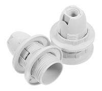 Veemoon Douille E14 en Plastique à Vis Complète, Socle D'écrou Luminaire Blanc Deux Anneaux, Adaptateur pour Lampe de Table et Lampadaire, Lot de 2 Pièces, Usage Électrique Domestique