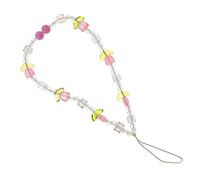 Veemoon Dragonne De Téléphone Perlé Pour Femme, Charme De Téléphone Portable Cordon Acrylique Transparent Rose, Accessoire Anti-perte, Taille Moyenne, Style Élégant, Décor Voiture Et Quotidien