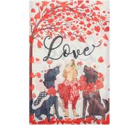 Veemoon Drapeau de Jardin Double Face Saint-Valentin Décoration Extérieure Guirlande de Roses Drapeau de Fête Romantique en Polyester Résistant Taille Moyenne pour Pelouse et Patio