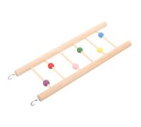 Veemoon Échelle pour Perroquets en Bois Naturel 25 Cm 6 Marches Perles Colorées d'escalade pour Cage d'oiseaux, Échelle de Dressage Perruche, Accessoire Ludique pour Perruches et Oiseaux