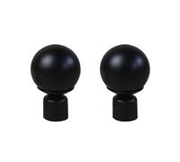 Veemoon Embouts de Tringle à Rideaux 2 Pièces Embout Boule Rond Antirouille pour Tringle à Rideau de 28 Mm Noir Vis Réglable Décoration pour Maison ou Bureau