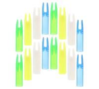 Veemoon Encoches de Flèches 16 Pcs Queue de Rechange Plastique 6 Mm Intérieur pour Tir à l'arc, Couleurs Transparent Bleu, Transparent Vert, Blanc Opaque, Jaune Vif, Accessoires de Tir