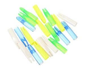 Veemoon Encoches pour Flèches à Queue en Plastique 6 Mm, Lot de 20 Pièces Couleurs Transparent Bleu, Vert, Blanc et Jaune, Compatibles Tir à l'arc, Accessoires pour Arc Classique Poulies,