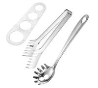 Veemoon Ensemble 3 Pièces pour Pâtes en Acier Inoxydable Alimentaire, Règle de Mesure Spaghetti, Pince et Louche, Ustensiles Cuisine Robustes pour Maison, Barbecue et Restaurant